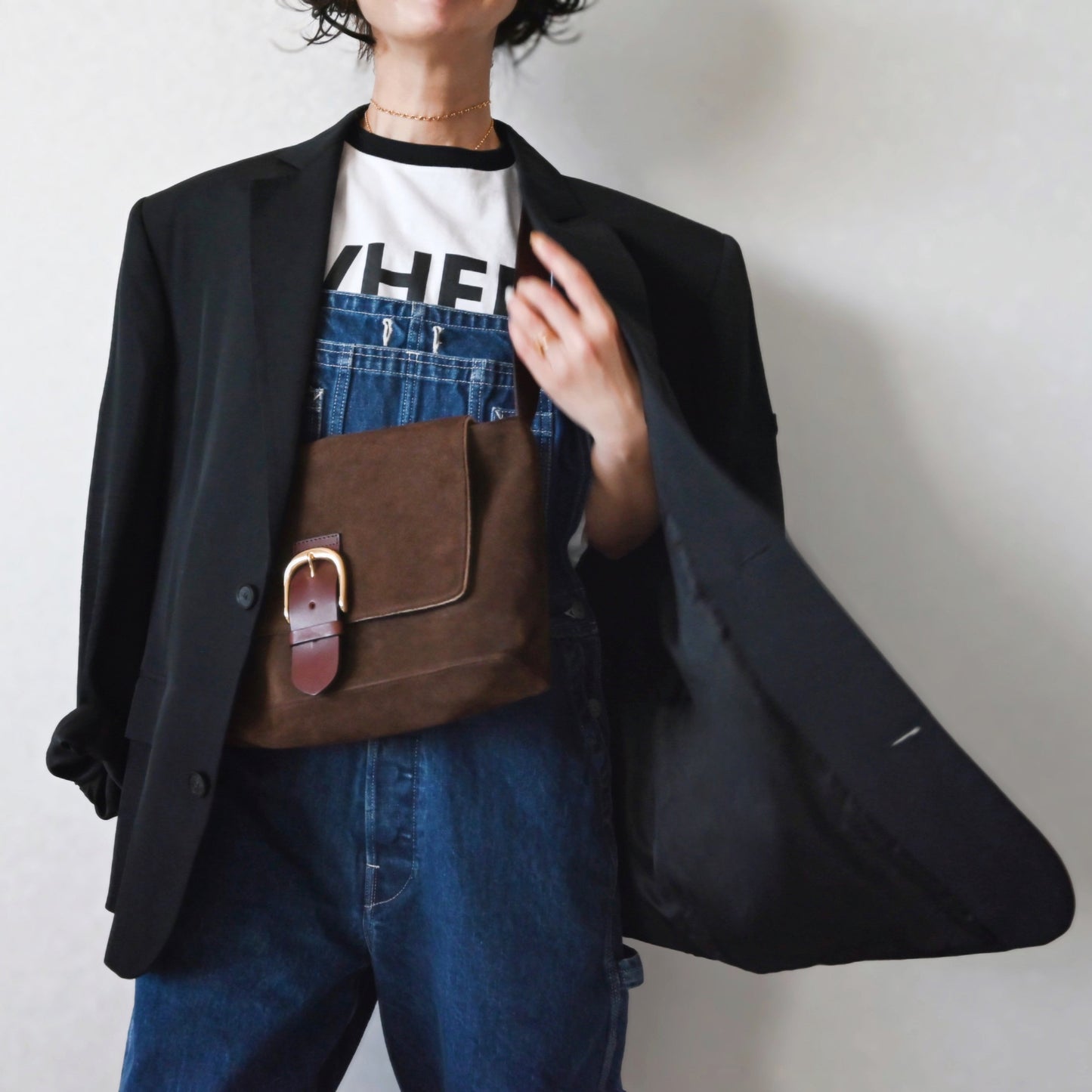 Suede Flap Shoulder