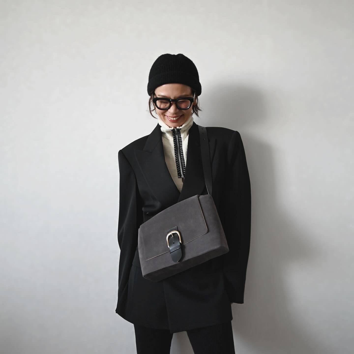 Suede Flap Shoulder