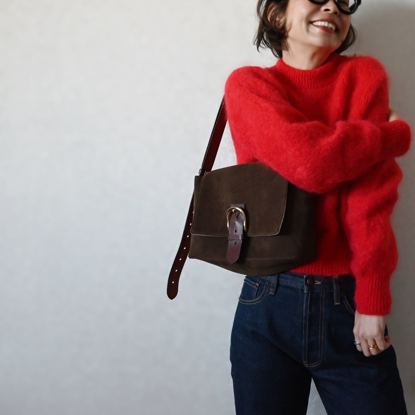 Suede Flap Shoulder