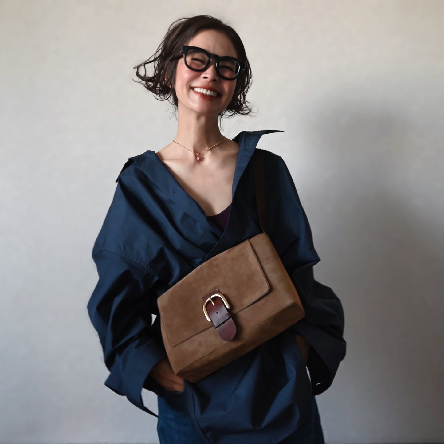 Suede Flap Shoulder