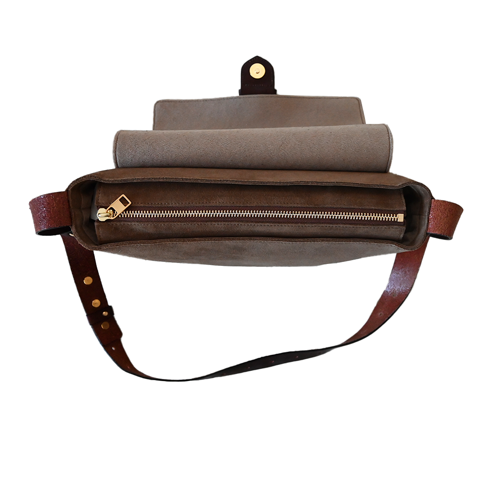 Suede Flap Shoulder