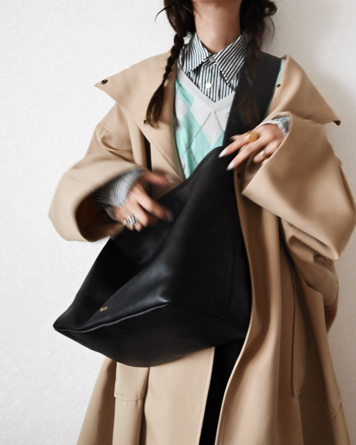 Big Leather Bascket / black【受注商品】