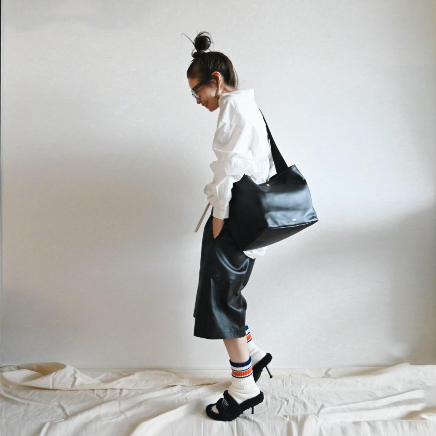 Big Leather Bascket / black【受注商品】