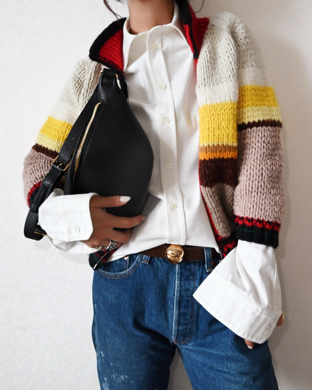 Shrink Leather Waist Bag / black