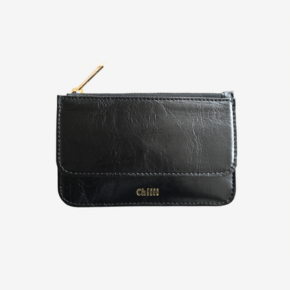 Cracked leather Flap Coin Cadecase