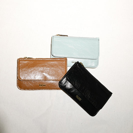 Cracked leather Flap Coin Cadecase
