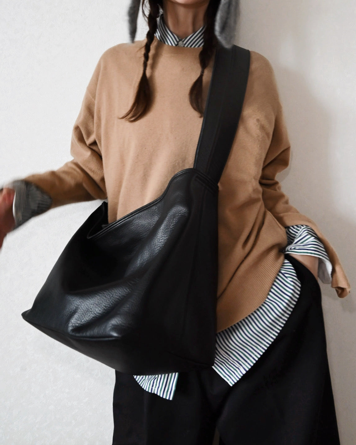 Big Leather Bascket / black【受注商品】