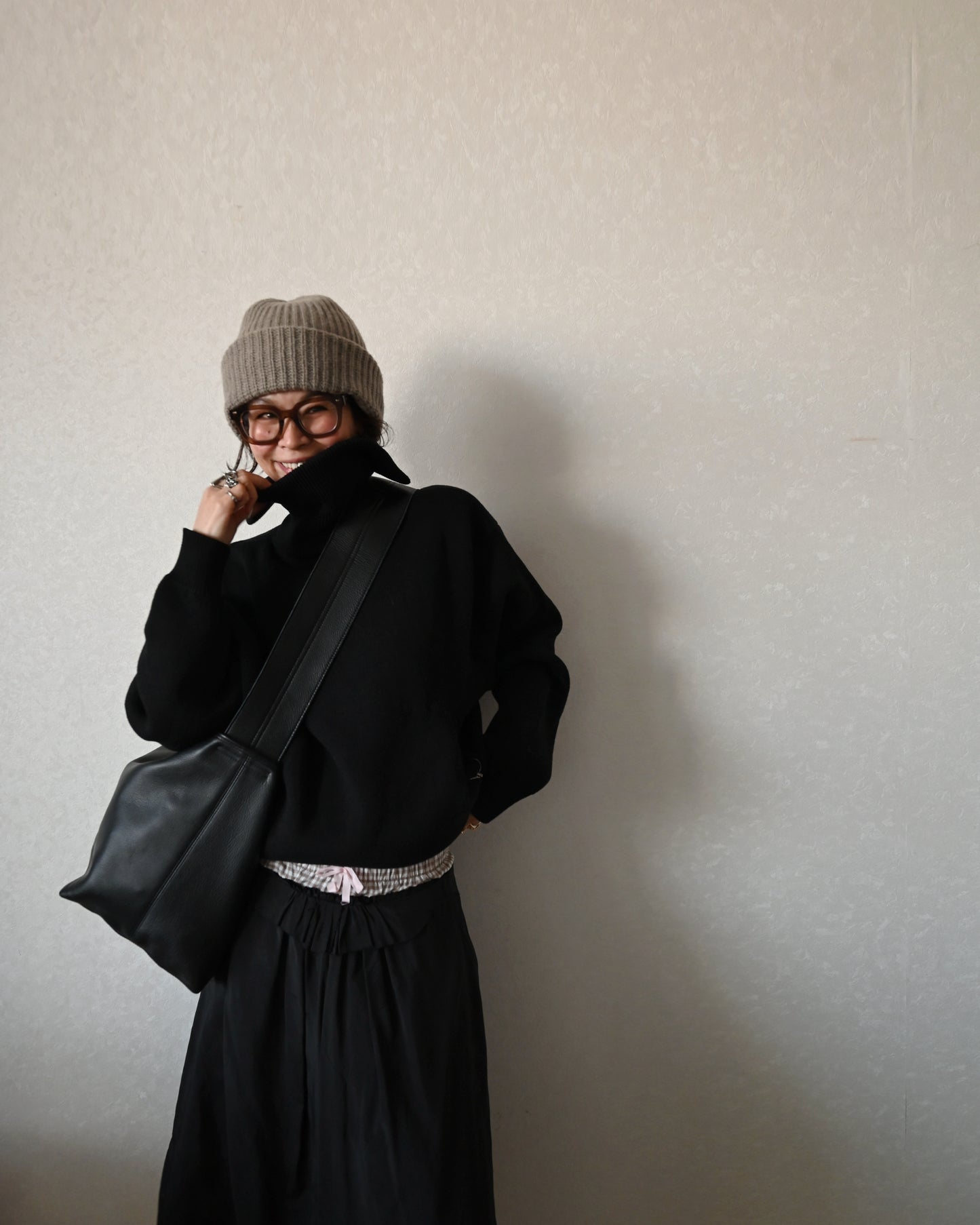 Big Leather Bascket / black【受注商品】